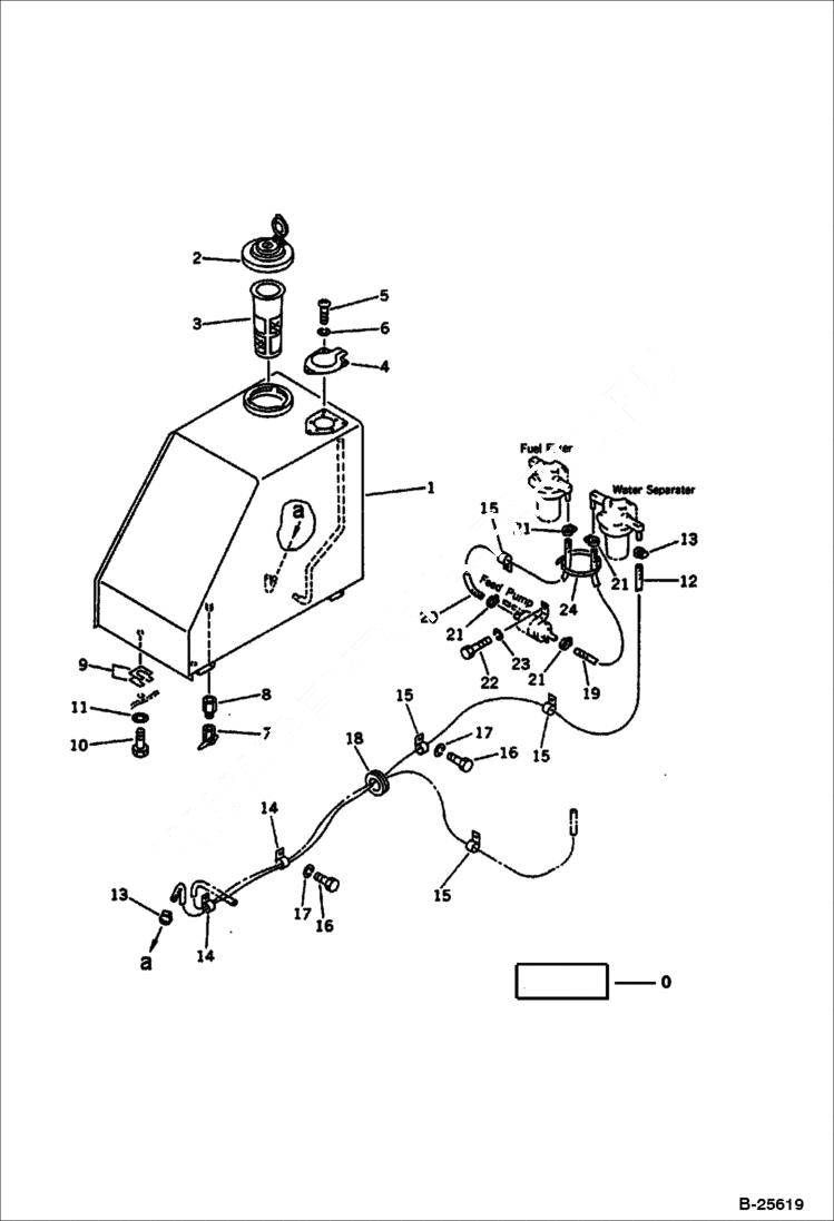 Схема запчастей Bobcat 100 - FUEL TANK AND PIPING ENGINE RELATED PARTS AND ELECTRICAL SYSTEM