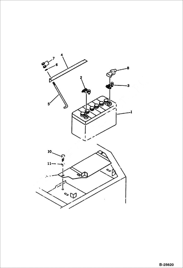 Схема запчастей Bobcat 100 - BATTERY ENGINE RELATED PARTS AND ELECTRICAL SYSTEM