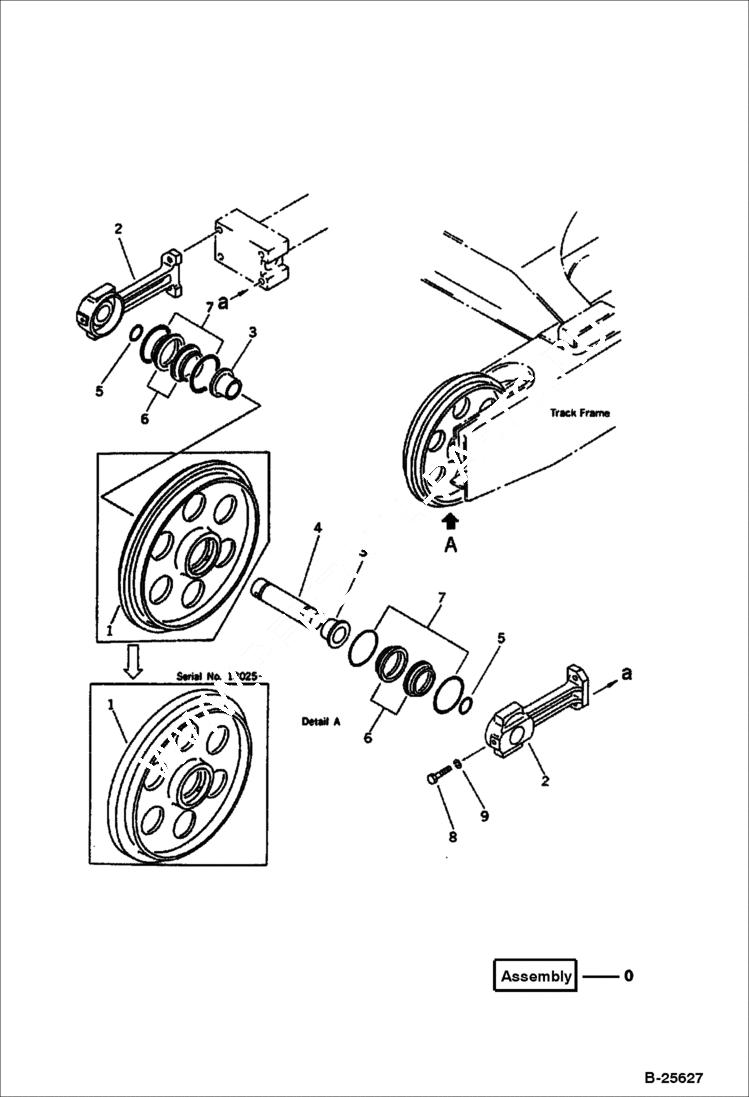 Схема запчастей Bobcat 100 - FRONT IDLER UNDERCARRIAGE