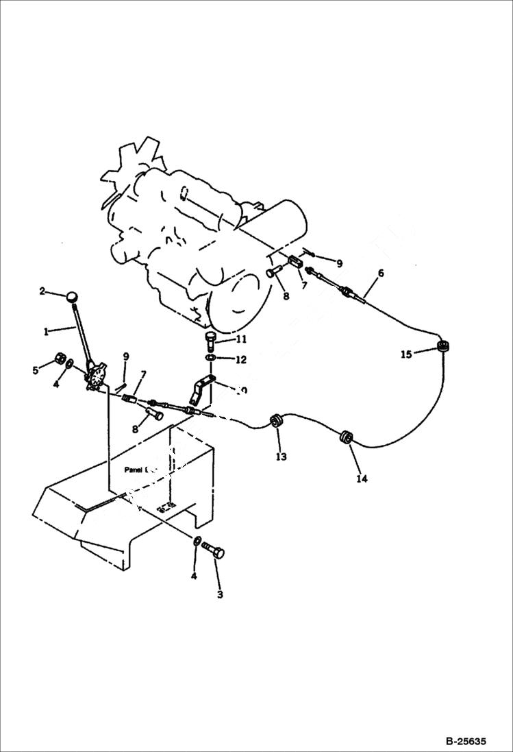 Схема запчастей Bobcat 100 - FUEL CONTROL LEVER CONTROL SYSTEM AND REVOLVING FRAME