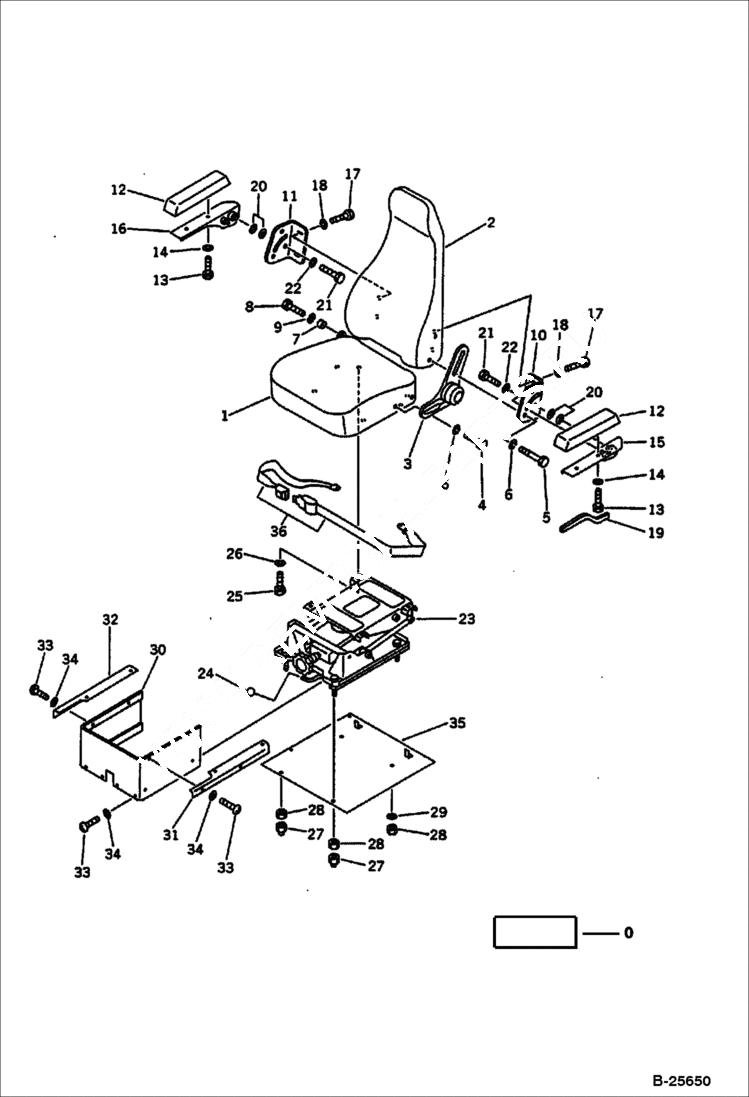 Схема запчастей Bobcat 100 - OPERATORS SEAT (WITH OIL SUSPENSION) (OP) GUARD