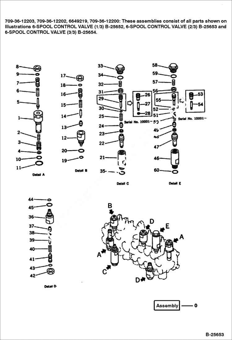 Схема запчастей Bobcat 100 - 6-SPOOL CONTROL VALVE (2/3) WORK EQUIPMENT CONTROL SYSTEM