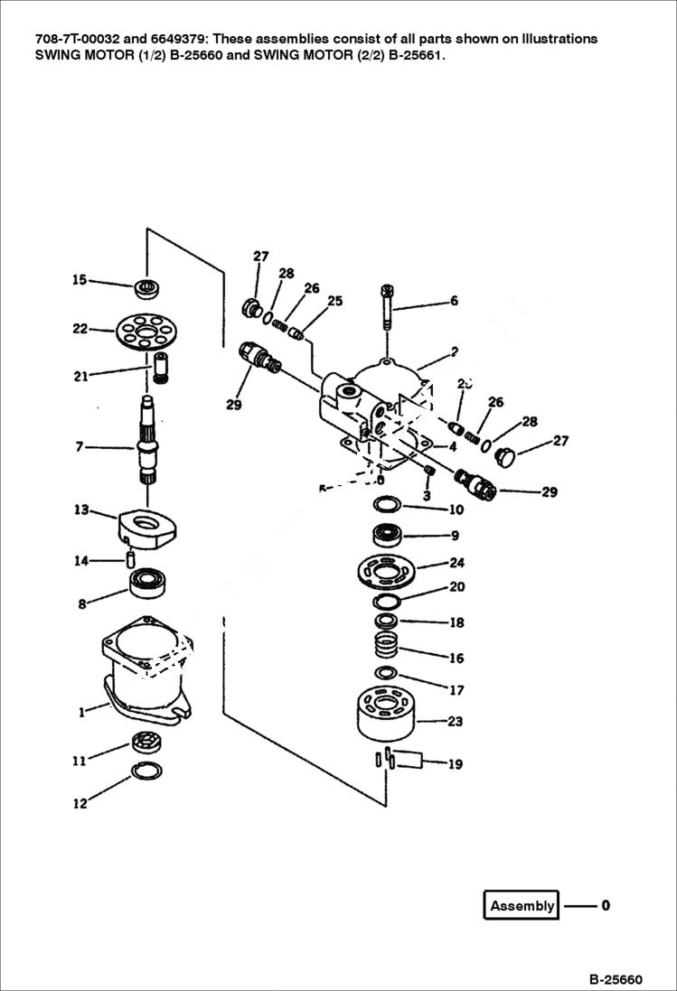 Схема запчастей Bobcat 100 - SWING MOTOR (1/2) WORK EQUIPMENT CONTROL SYSTEM