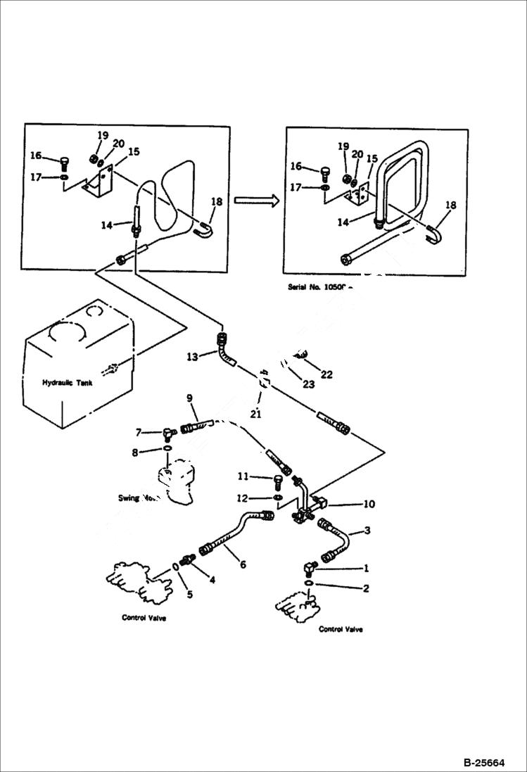 Схема запчастей Bobcat 100 - HYDRAULIC PIPING (RETURN) WORK EQUIPMENT CONTROL SYSTEM