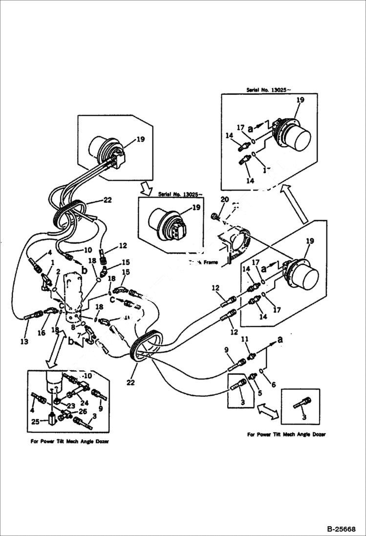 Схема запчастей Bobcat 100 - HYDRAULIC PIPING (SWIVEL JOINT TO/FROM TRAVEL MOTOR) WORK EQUIPMENT CONTROL SYSTEM