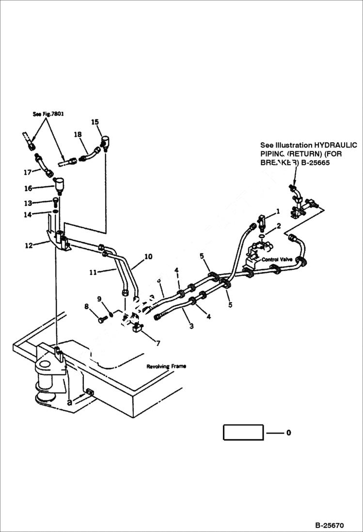 Схема запчастей Bobcat 100 - HYDRAULIC PIPING (BREAKER LINE) (CHASSIS SIDE) WORK EQUIPMENT CONTROL SYSTEM