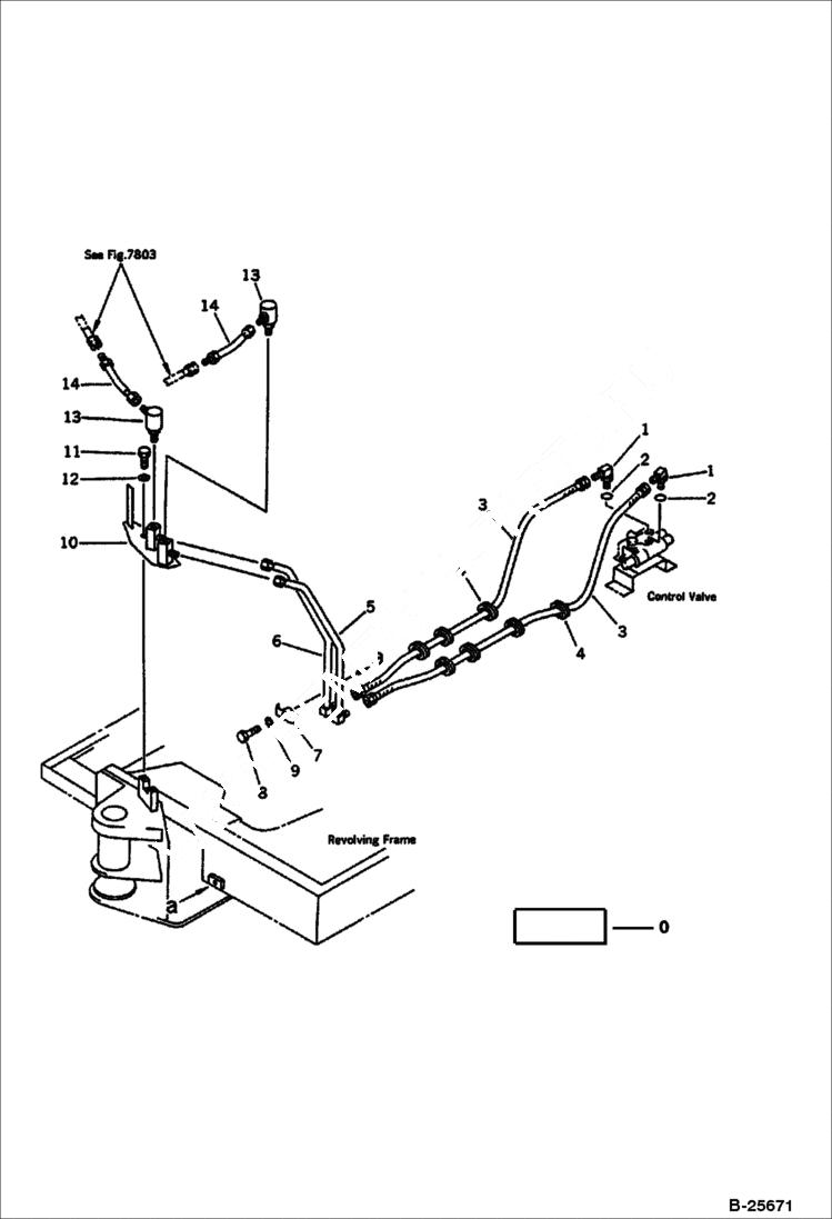 Схема запчастей Bobcat 100 - HYDRAULIC PIPING (ATTACHMENT LINE) (CHASSIS SIDE) WORK EQUIPMENT CONTROL SYSTEM