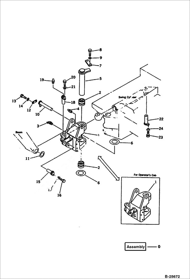 Схема запчастей Bobcat 100 - BOOM SWING BRACKET WORK EQUIPMENT