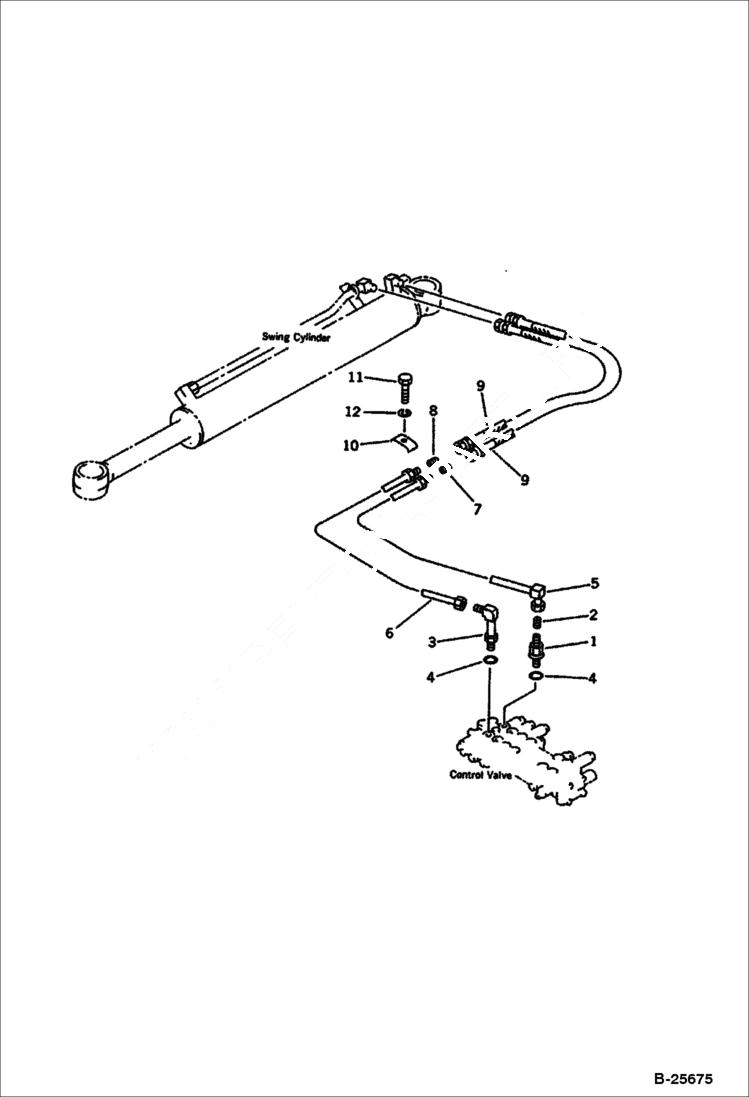 Схема запчастей Bobcat 100 - HYDRAULIC PIPING (SWING CYLINDER LINE) WORK EQUIPMENT