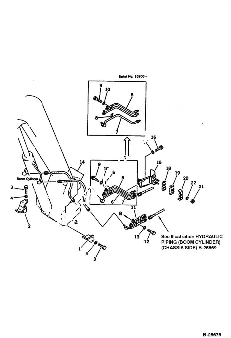 Схема запчастей Bobcat 100 - HYDRAULIC PIPING (BOOM CYLINDER LINE) WORK EQUIPMENT