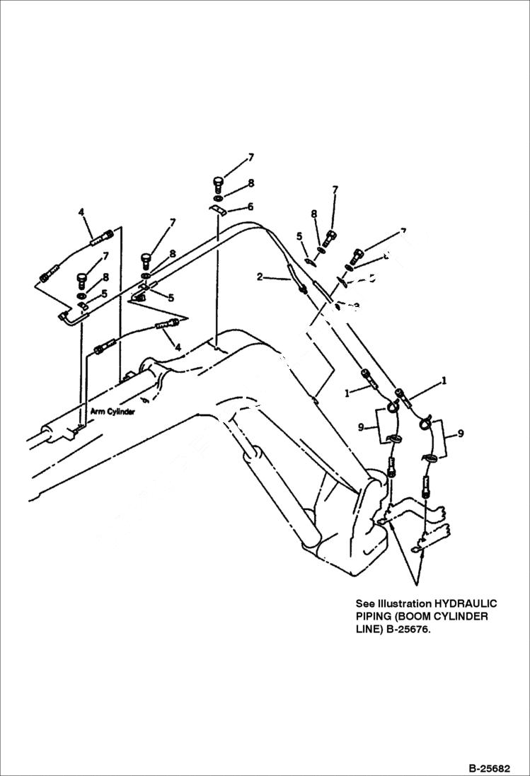 Схема запчастей Bobcat 100 - HYDRAULIC PIPING (ARM CYLINDER LINE) WORK EQUIPMENT