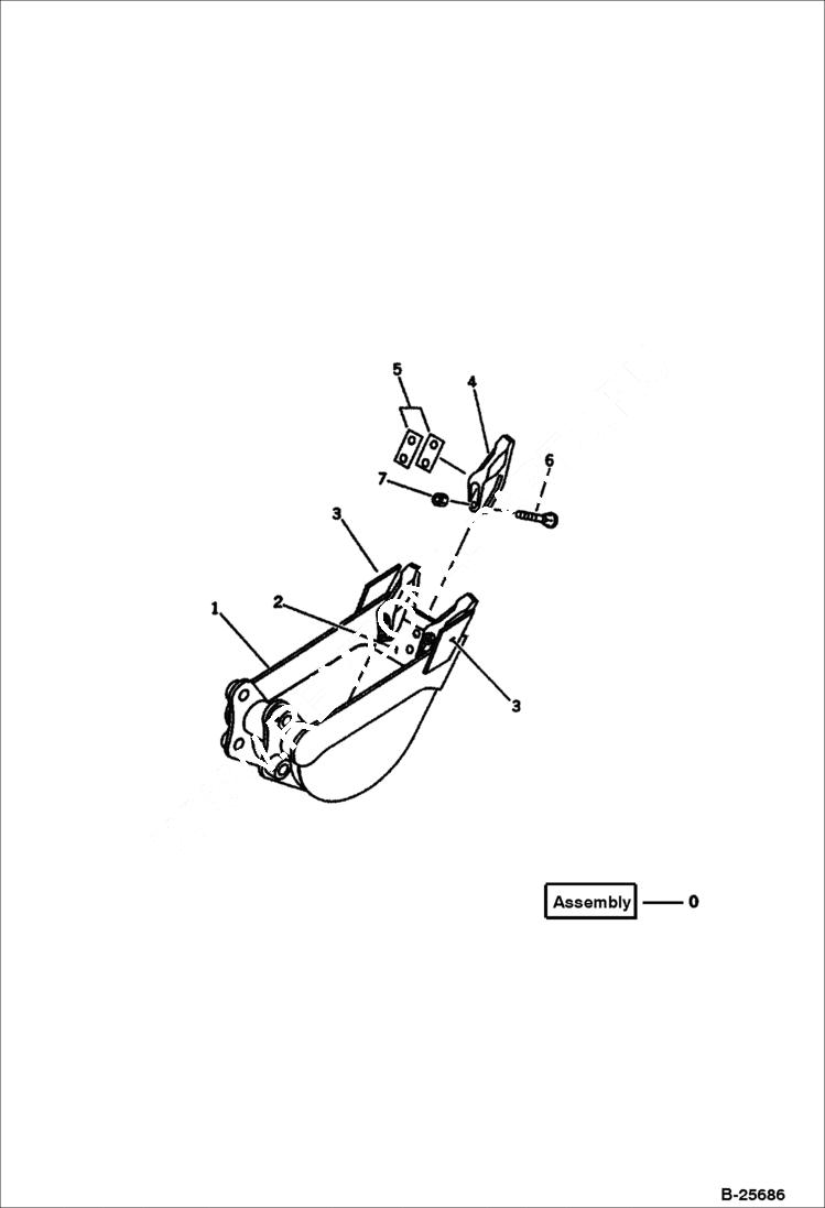 Схема запчастей Bobcat BUCKETS - BUCKET (0.05 Cubic Meters (Mini 0.09 Cubic Meters)(100) (300 mm Wide) Экскаваторы