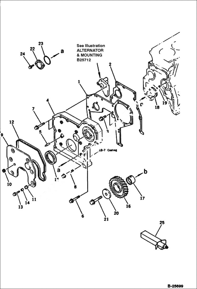 Схема запчастей Bobcat 116 - FRONT COVER AND GEAR CYLINDER BLOCK