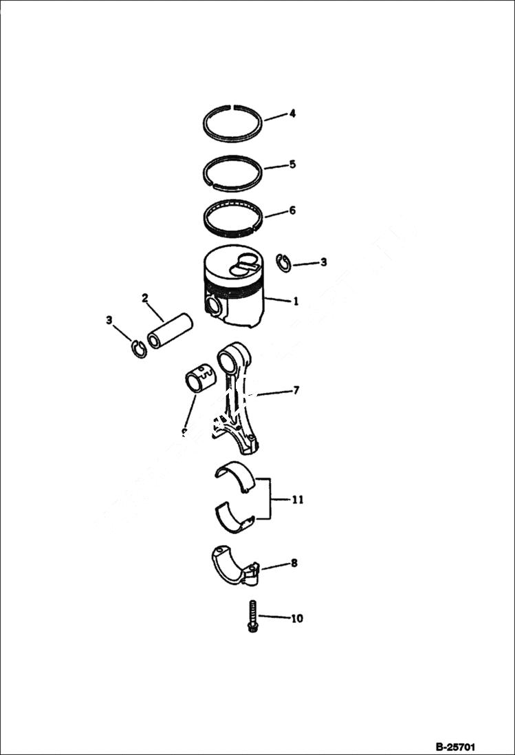 Схема запчастей Bobcat 116 - PISTON AND CONNECTING ROD CYLINDER BLOCK