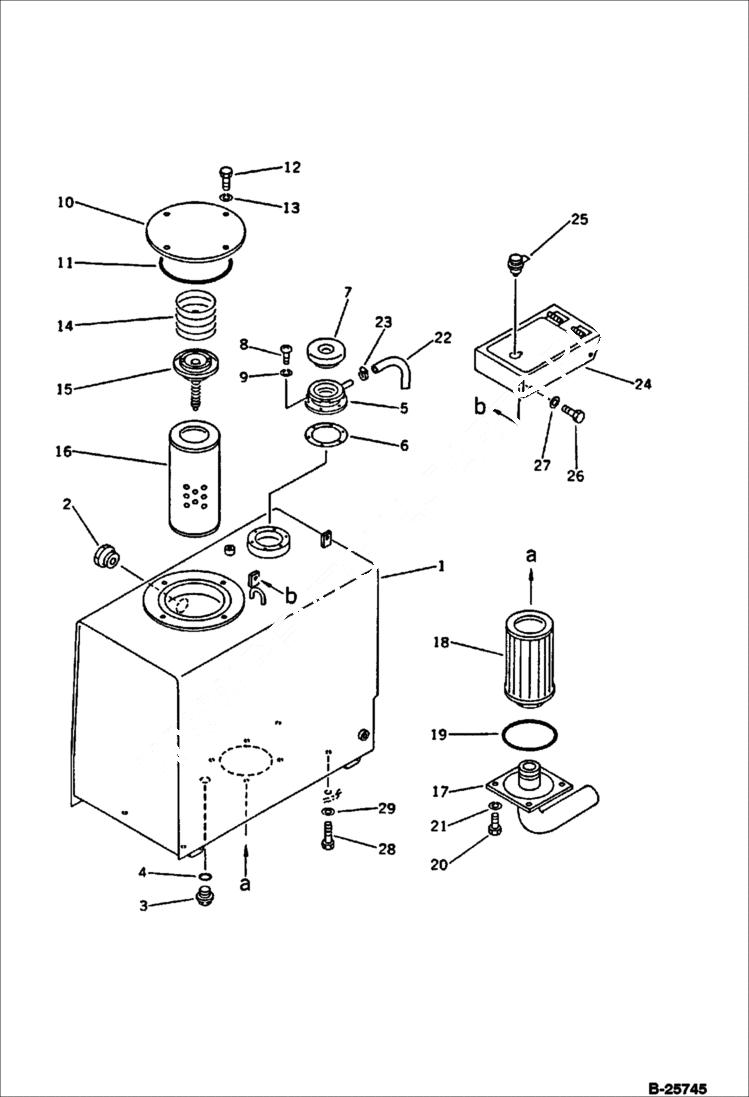 Схема запчастей Bobcat 116 - HYDRAULIC TANK FOR VANDALISM PROTECTION WORK EQUIPMENT CONTROL SYSTEM