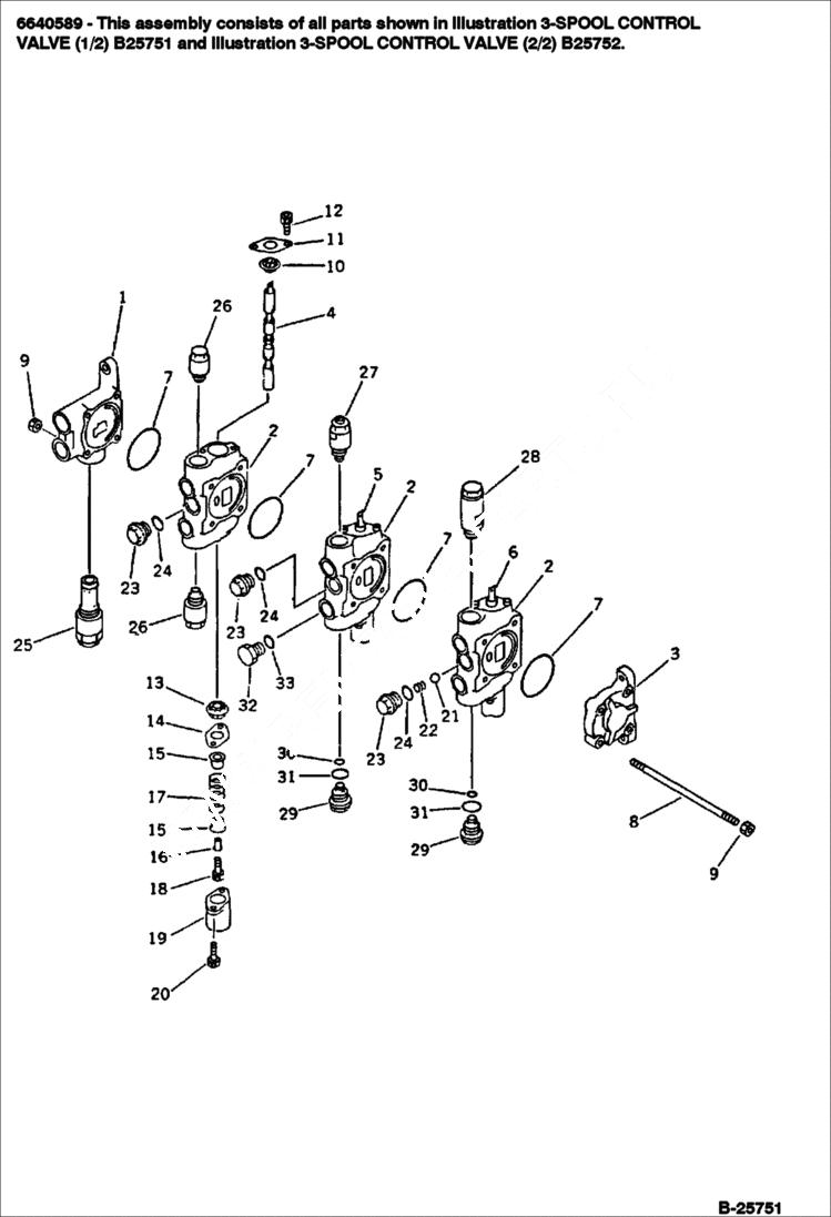 Схема запчастей Bobcat 116 - 3-SPOOL CONTROL VALVE (1/2 WORK EQUIPMENT CONTROL SYSTEM