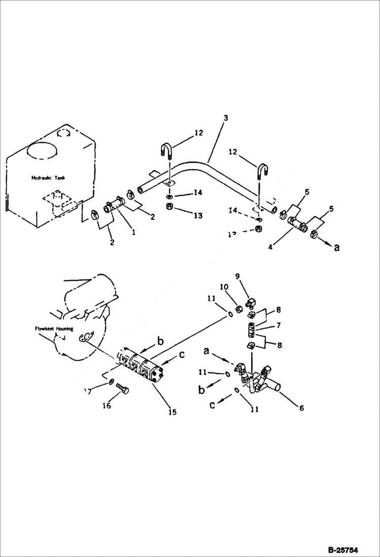 Схема запчастей Bobcat 116 - HYDRAULIC PIPING TANK TO PUMP WORK EQUIPMENT CONTROL SYSTEM