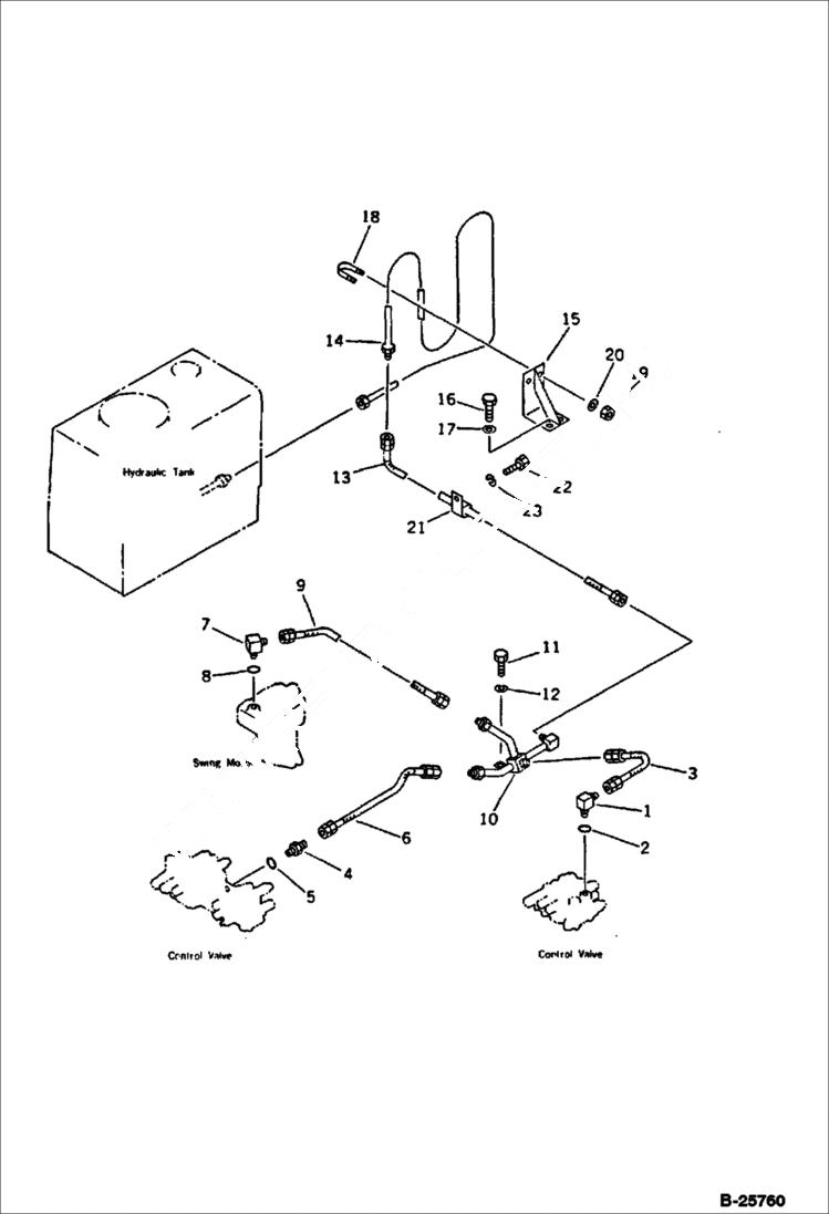 Схема запчастей Bobcat 116 - HYDRAULIC PIPING RETURN WORK EQUIPMENT CONTROL SYSTEM