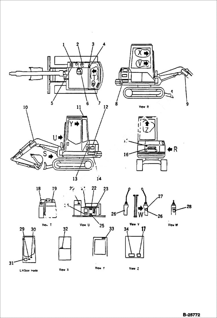 Схема запчастей Bobcat 116 - DECALS ACCESSORIES & OPTIONS