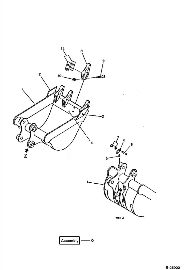 Схема запчастей Bobcat BUCKETS - BUCKET (0.14 Cubic Meters) (Mini 0.24 Cubic Meters)(116) (600 mm Wide, W/Hook) (EXCEPT JAPAN) Экскаваторы