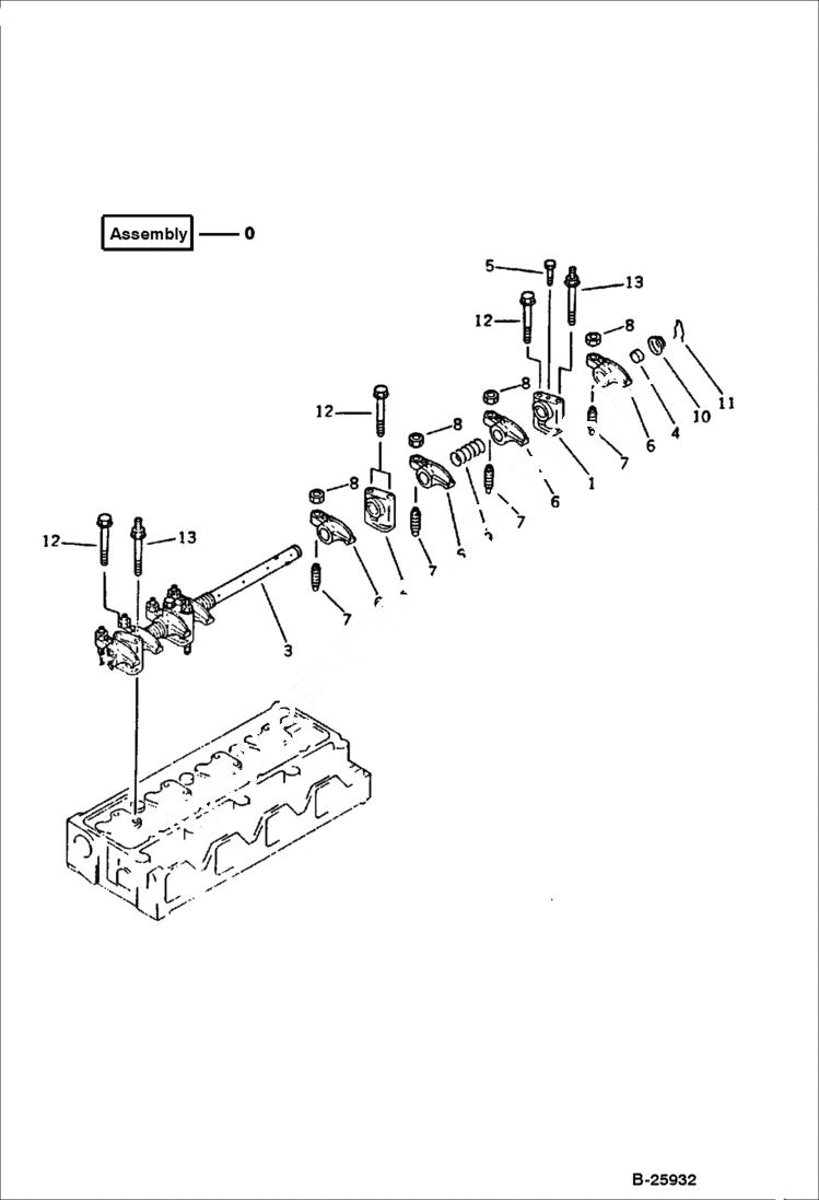 Схема запчастей Bobcat 130 - ROCKER ARM CYLINDER HEAD