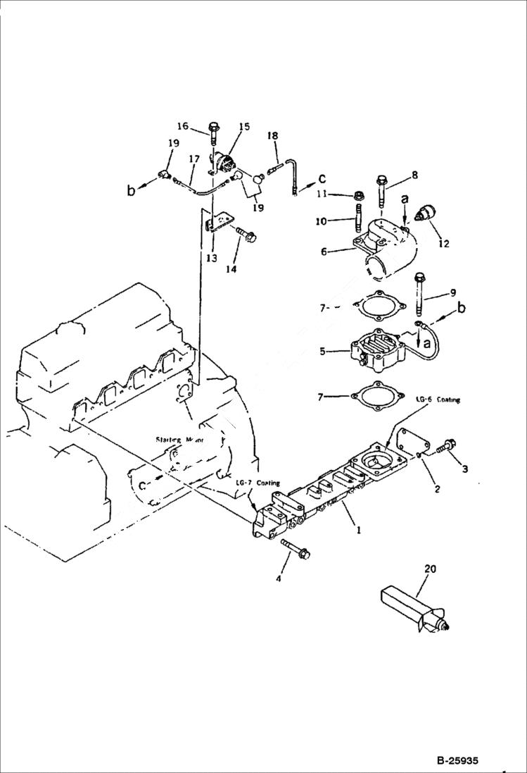 Схема запчастей Bobcat 130 - AIR INTAKE MANIFOLD AND CONNECTION CYLINDER HEAD