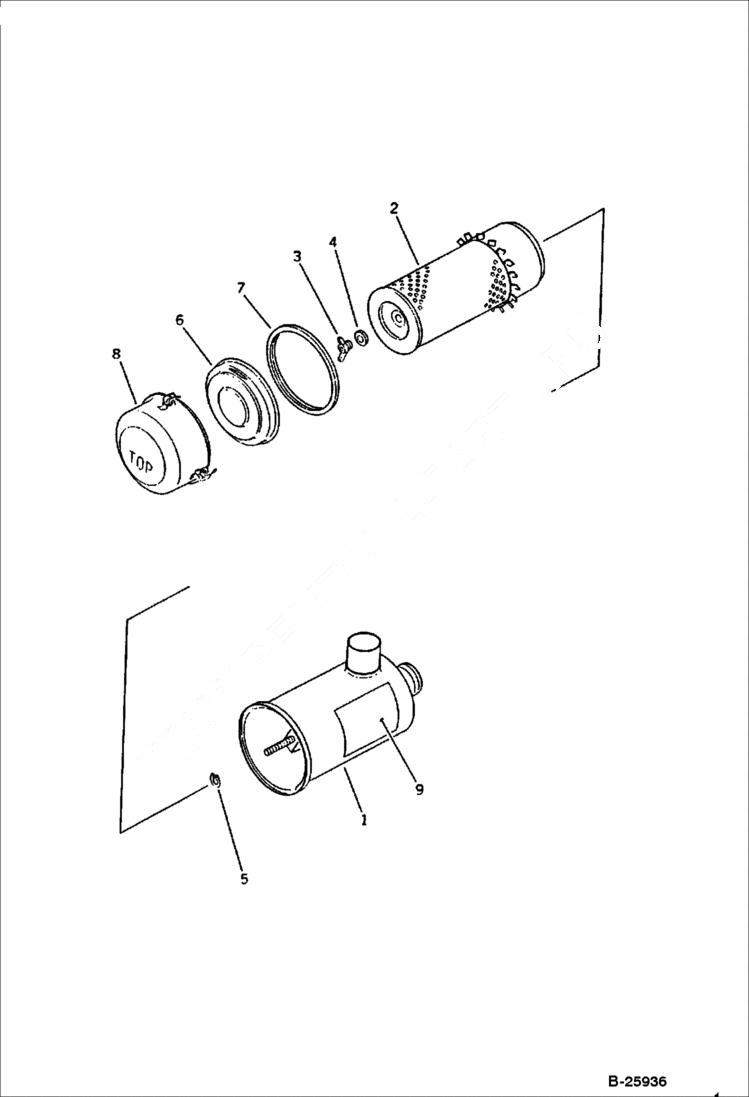 Схема запчастей Bobcat 130 - AIR CLEANER CYLINDER HEAD