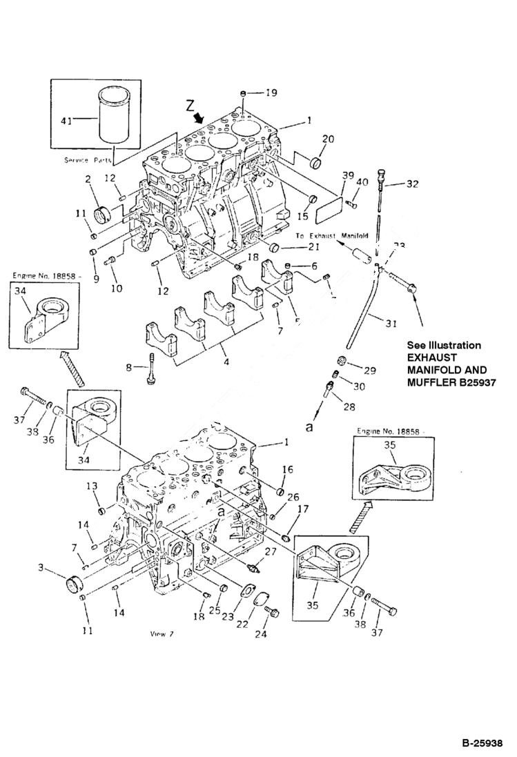 Схема запчастей Bobcat 130 - CYLINDER BLOCK CYLINDER BLOCK