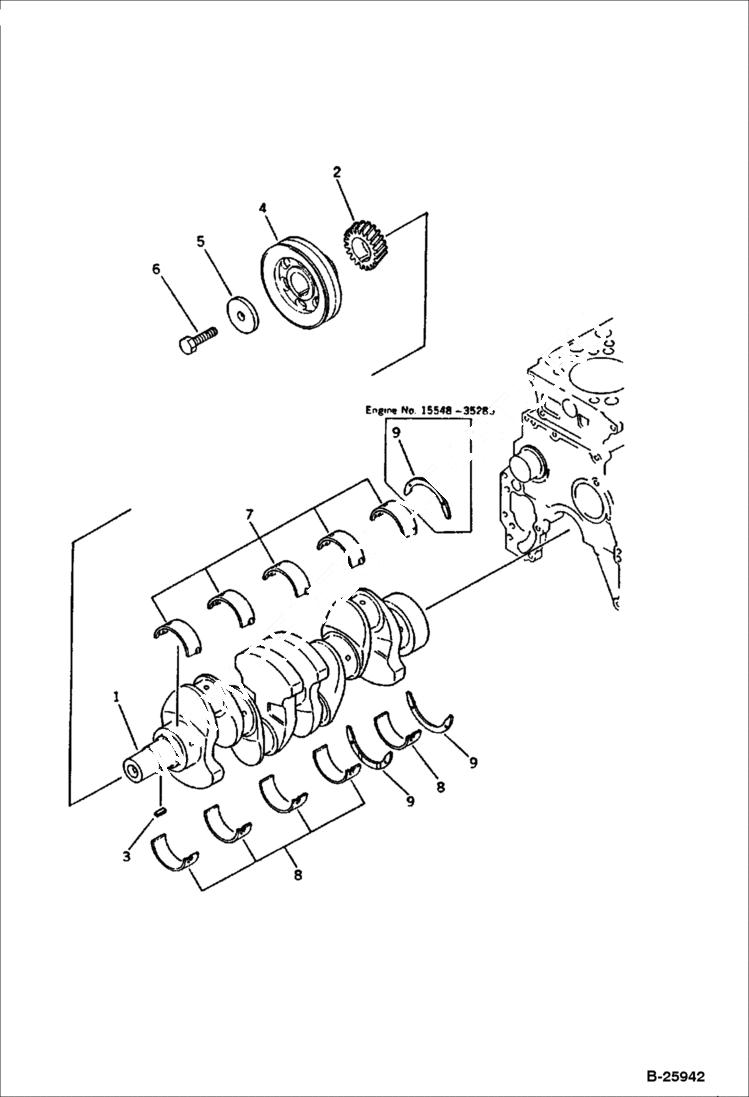 Схема запчастей Bobcat 130 - CRANKSHAFT CYLINDER BLOCK