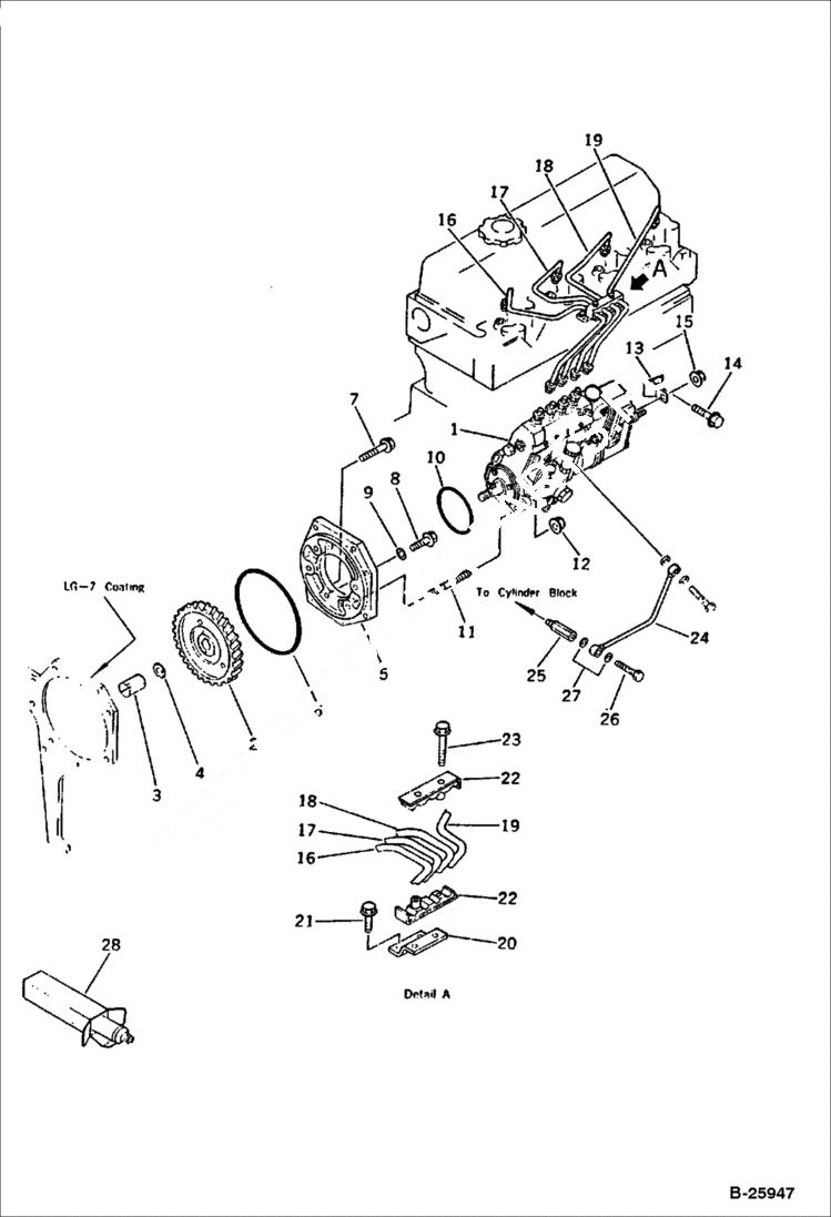 Схема запчастей Bobcat 130 - FUEL INJECTION PUMP AND PIPING FUEL SYSTEM