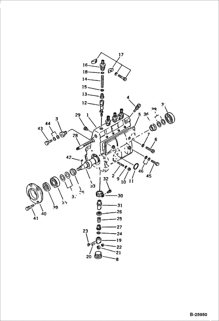 Схема запчастей Bobcat 130 - FUEL INJECTION PUMP (PUMP ASSY) FUEL SYSTEM