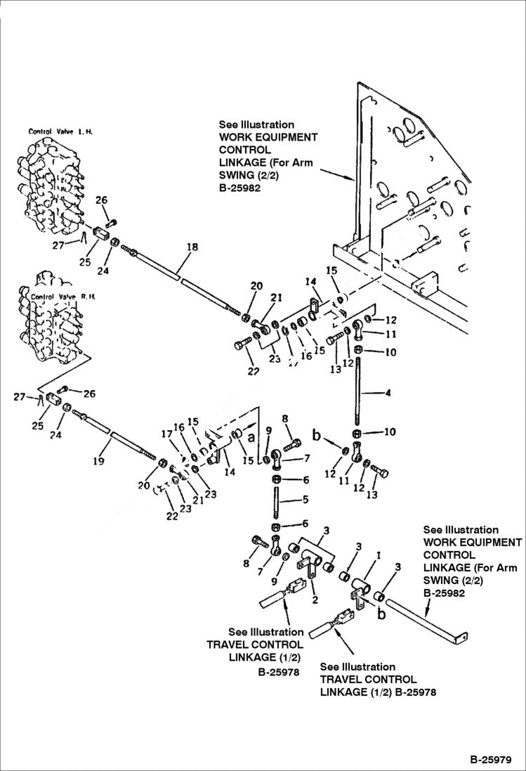 Схема запчастей Bobcat 130 - TRAVEL CONTROL LINKAGE 2/2 CONTROL SYSTEM