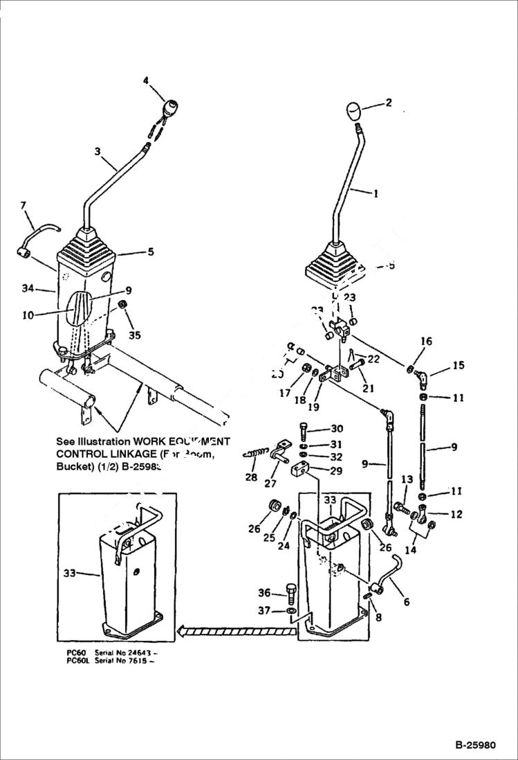 Схема запчастей Bobcat 130 - WORK EQUIPMENT CONTROL STAND CONTROL SYSTEM