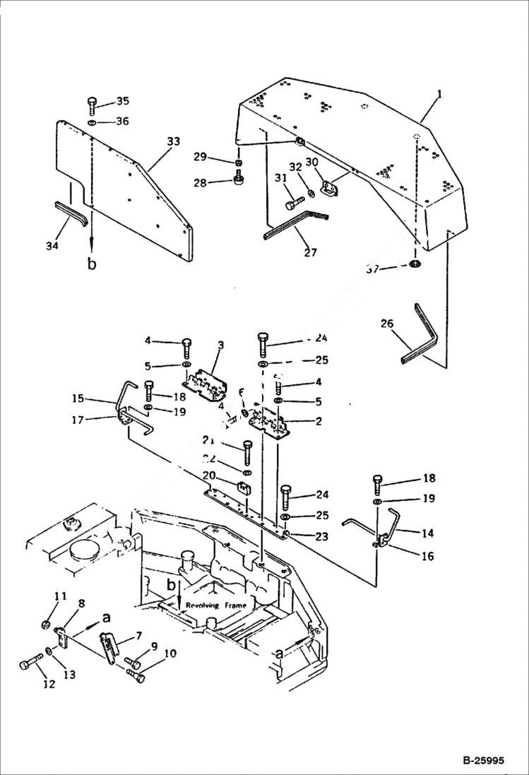 Схема запчастей Bobcat 130 - MACHINERY COMPARTMENT PC60, PC60L - 1/3 REVOLVING FRAME, GUARD AND CAB