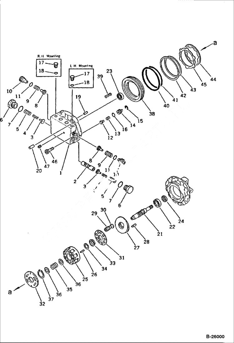 Схема запчастей Bobcat 130 - TRAVEL MOTOR (1/2) PC60, PC60S HYDRAULIC SYSTEM