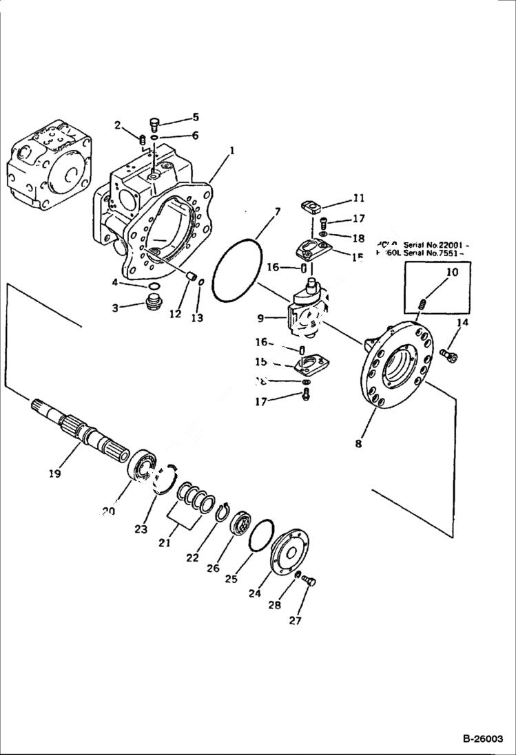 Схема запчастей Bobcat 130 - HYDRAULIC PUMP Front 1/2 HYDRAULIC SYSTEM