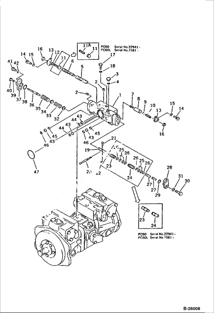 Схема запчастей Bobcat 130 - SERVO VALVE, FRONT HYDRAULIC SYSTEM