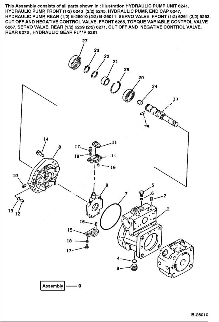 Схема запчастей Bobcat 130 - HYDRAULIC PUMP Rear 1/2 HYDRAULIC SYSTEM