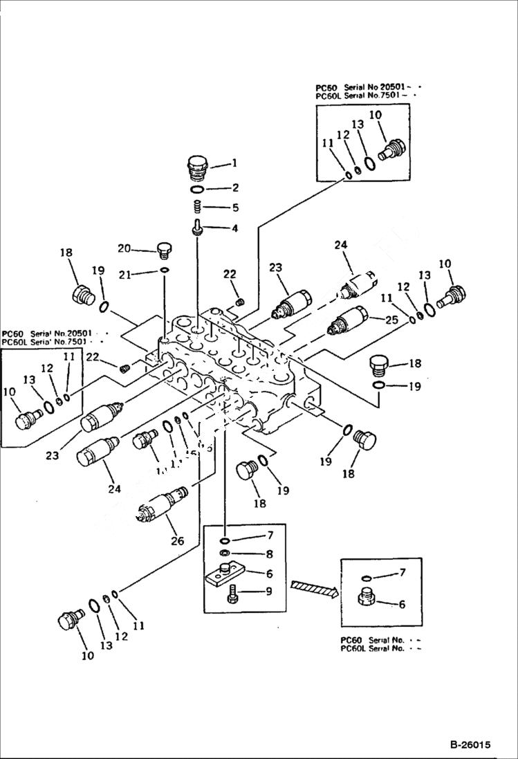 Схема запчастей Bobcat 130 - CONTROL VALVE, L.H. 2/3 HYDRAULIC SYSTEM