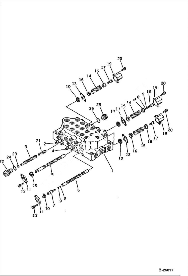 Схема запчастей Bobcat 130 - CONTROL VALVE, R.H. 1/3 HYDRAULIC SYSTEM