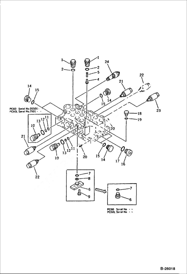 Схема запчастей Bobcat 130 - CONTROL VALVE, R.H. 2/3 HYDRAULIC SYSTEM