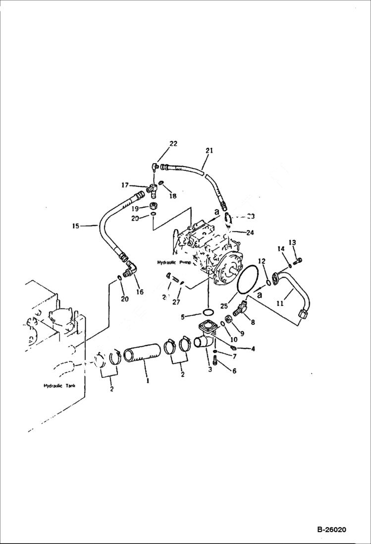 Схема запчастей Bobcat 130 - HYDRAULIC PIPING TANK TO PUMP HYDRAULIC SYSTEM