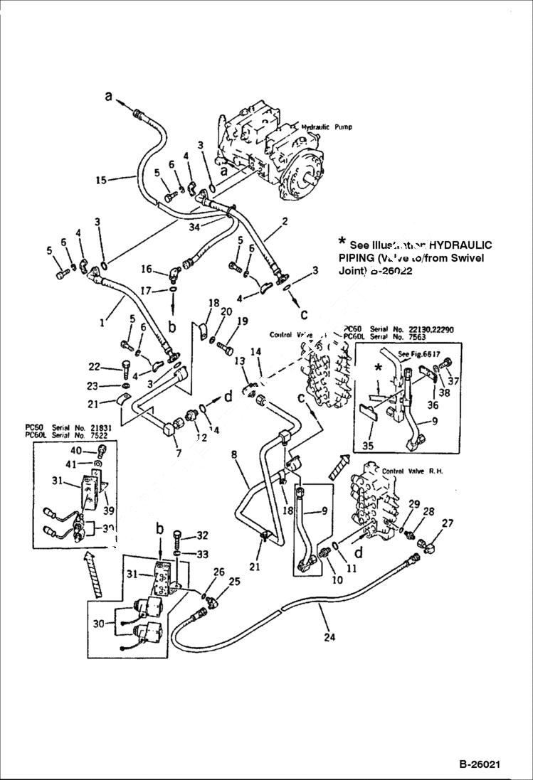 Схема запчастей Bobcat 130 - HYDRAULIC PIPING PUMP TO VALVE HYDRAULIC SYSTEM