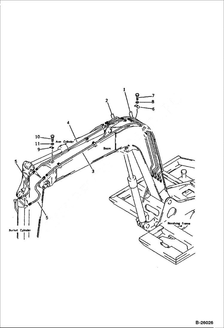 Схема запчастей Bobcat 130 - HYDRAULIC PIPING Attachment Side WORK EQUIPMENT