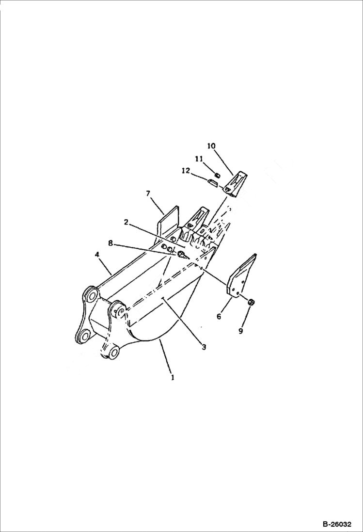 Схема запчастей Bobcat 130 - BUCKET 0,08 cubic meters - 350 mm wide WORK EQUIPMENT