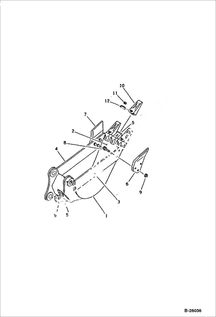 Схема запчастей Bobcat 130 - BUCKET 0,08 cubic meters - 350 mm wide - With Hook (PC60) WORK EQUIPMENT