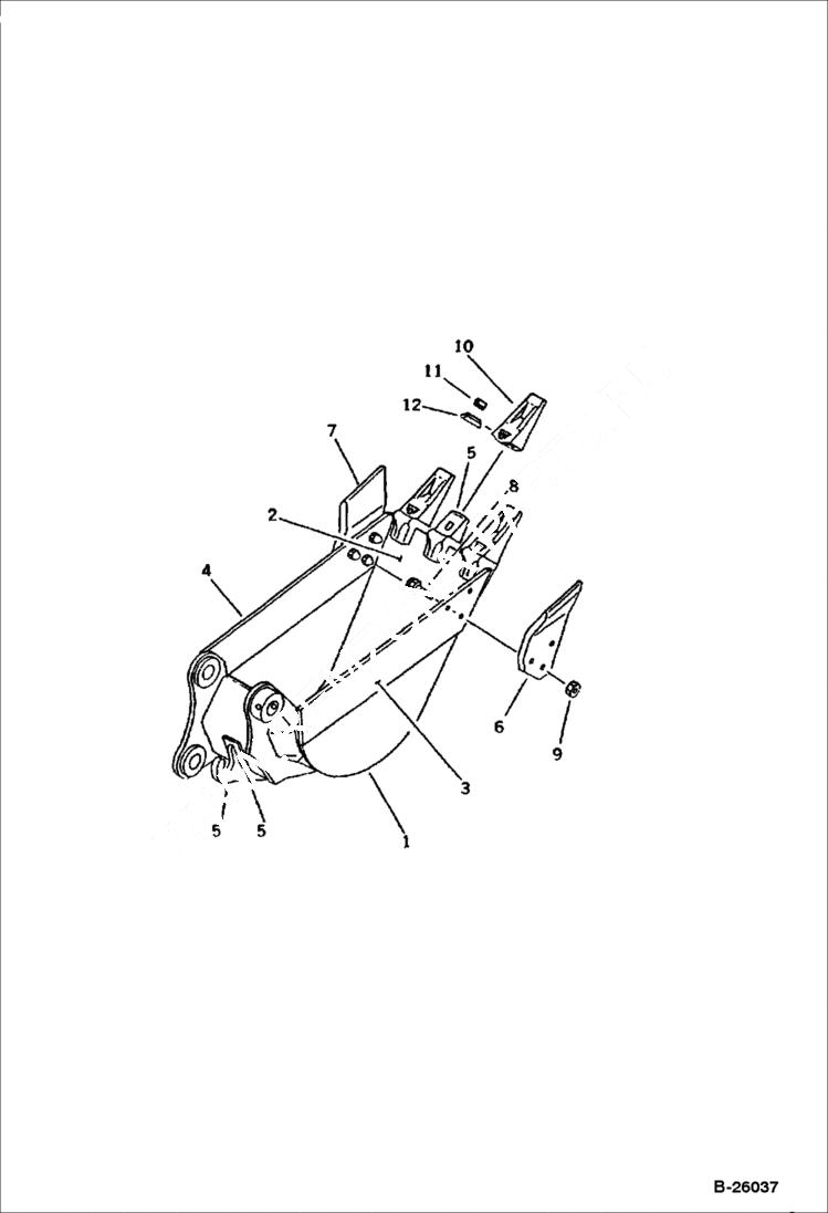 Схема запчастей Bobcat 130 - BUCKET 0,11 cubic meters - 450 mm wide - With Hook (PC60) WORK EQUIPMENT