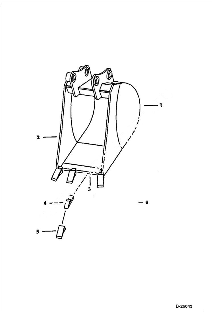 Схема запчастей Bobcat BUCKETS - BUCKET (W/6 Cutting Edges)(130) (Werk Brau) Экскаваторы