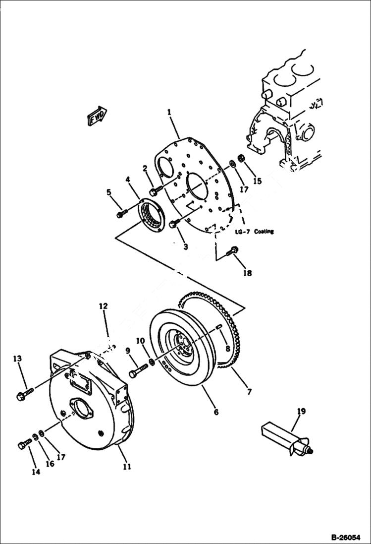 Схема запчастей Bobcat 116 - FLYWHEEL AND FLYWHEEL HOUSING CYLINDER BLOCK