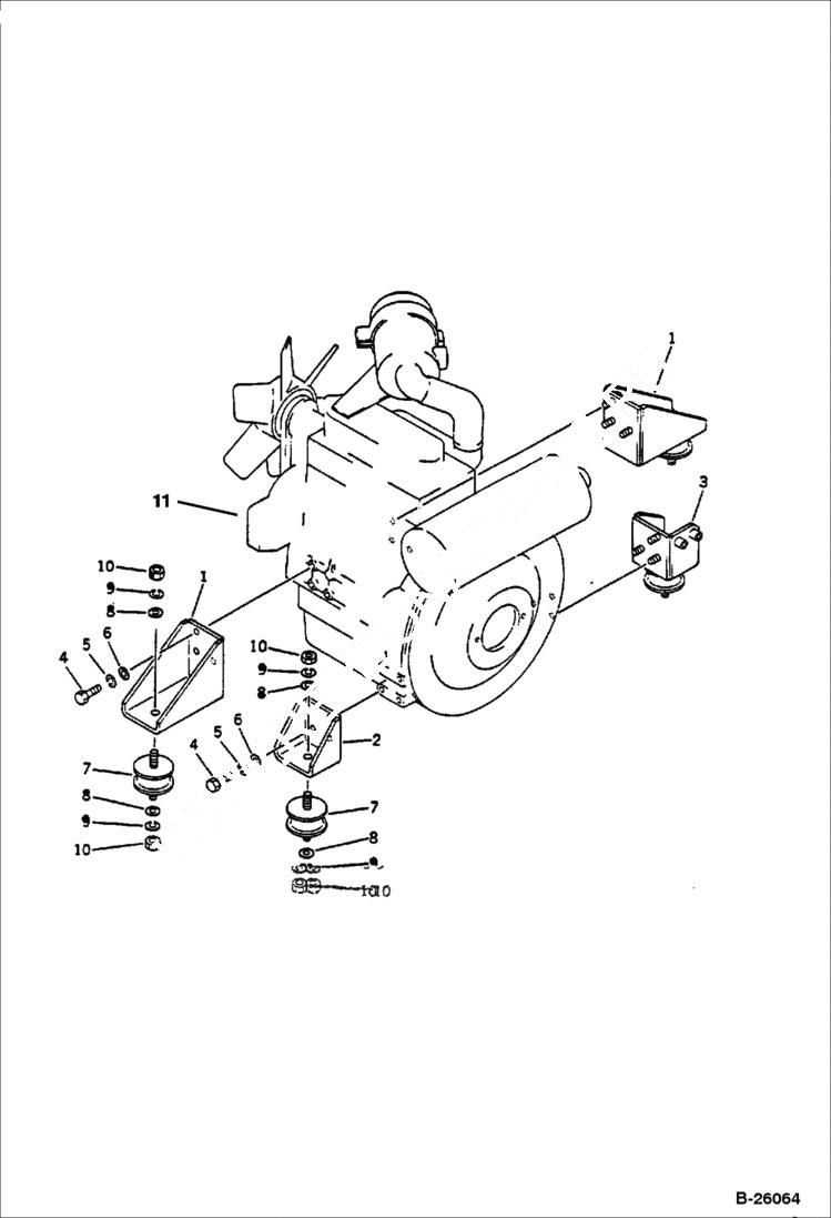 Схема запчастей Bobcat 56 - ENGINE MOUNTING PARTS ENGINE RELATED PARTS AND ELECTRICAL SYSTEM
